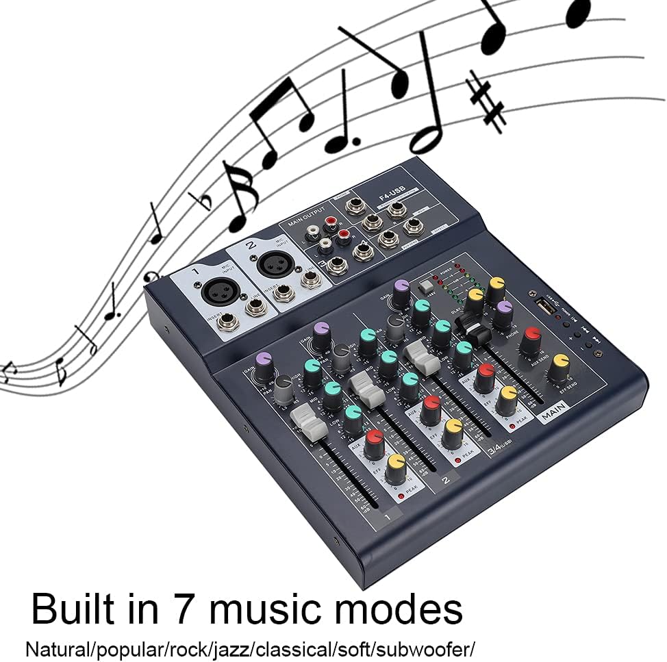 MEZCLADOR DE AUDIO 4 CANALES MIXER F4-USB