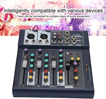 MEZCLADOR DE AUDIO 4 CANALES MIXER F4-USB